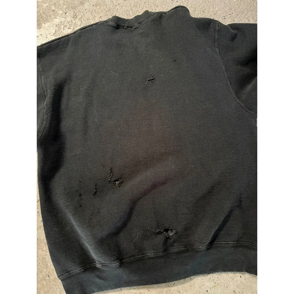 Vintage Nike Black Distressed Graphic Crewneck Sweatshirt‎ 80s Retro Sportswear